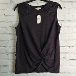 LOFT Black Twist Front Tank Top Blouse